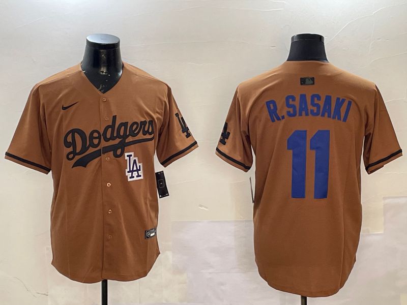 Men Los Angeles Dodgers #11 R.Sasaki Brown Jointly Name Game 2025 Nike MLB Jersey style 1->los angeles dodgers->MLB Jersey